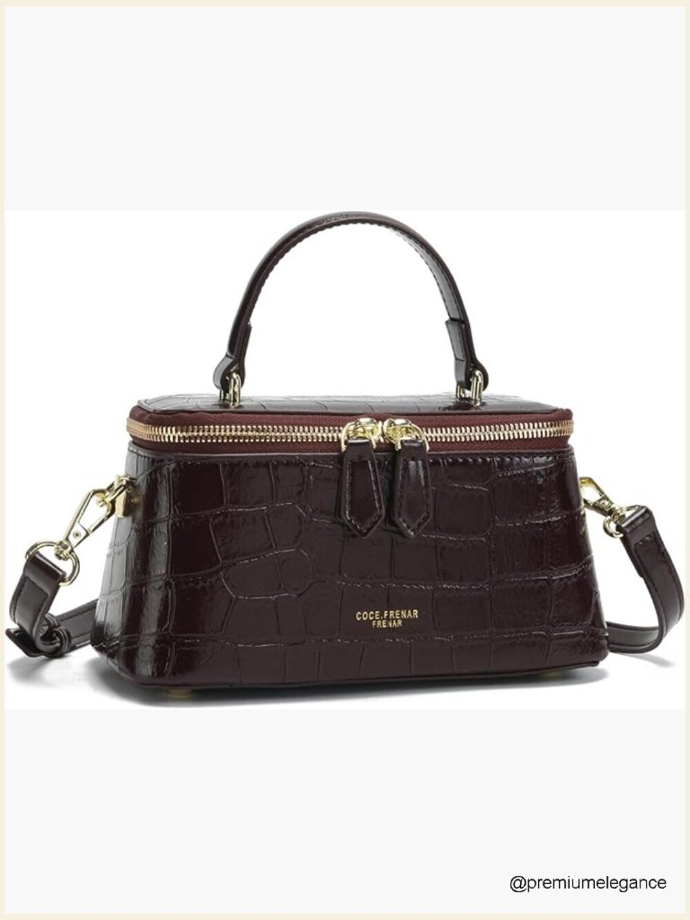 Croc-Embossed Crossbody Bag with Adjustable Strap